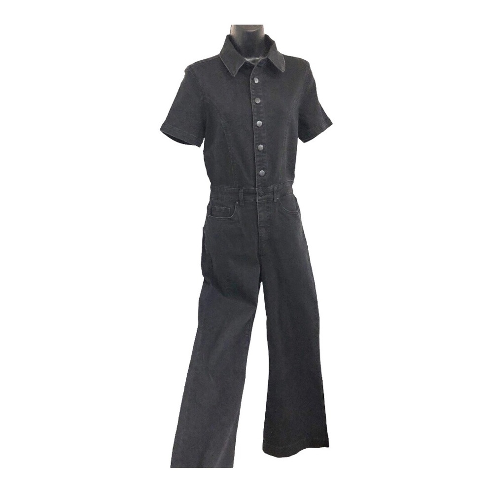 Jessica Simpson black gravel cammie flare leg stretch denim jeans Jumpsuit sz 13 - Picture 4 of 17